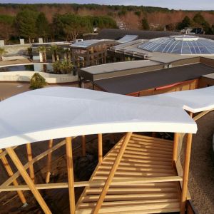Tensioned structure with white canvas